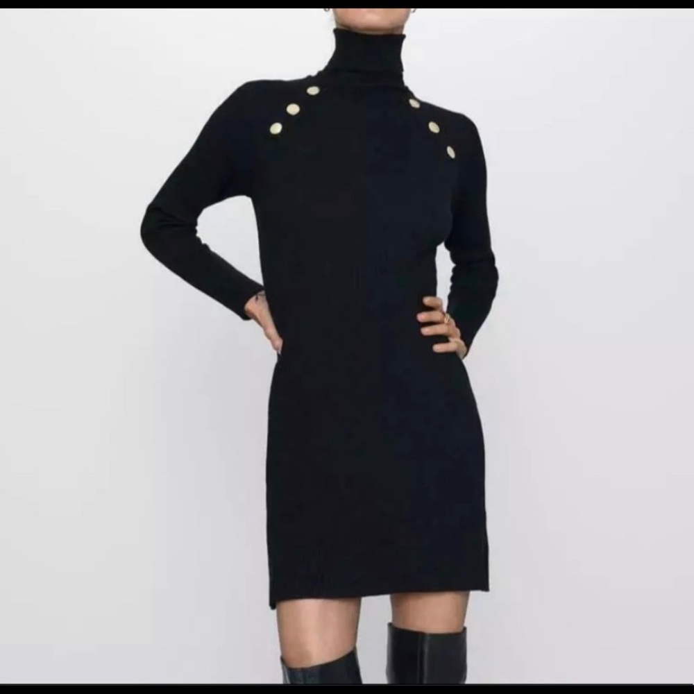 NWT Zara black knit turtleneck dress. No longer sold in stores.